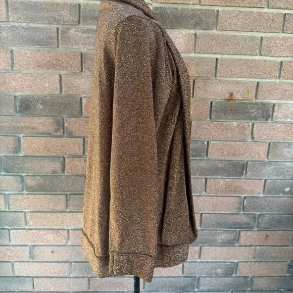 Investments Brown Women's Cardigan Sweater and High Neck Beaded Top Size Large - Picture 3 of 10
